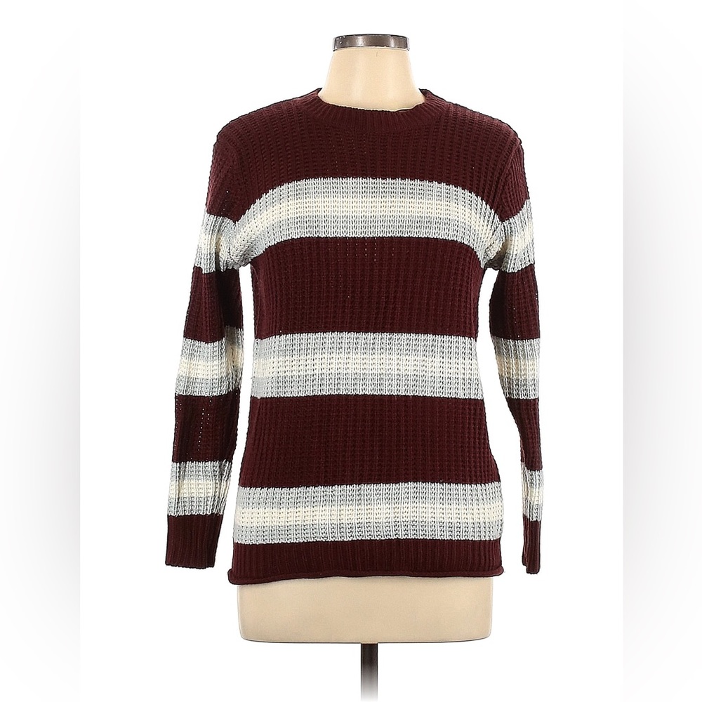 Burgundy striped Pullover Sweater. EXCELLENT CONDITION. SIZE L